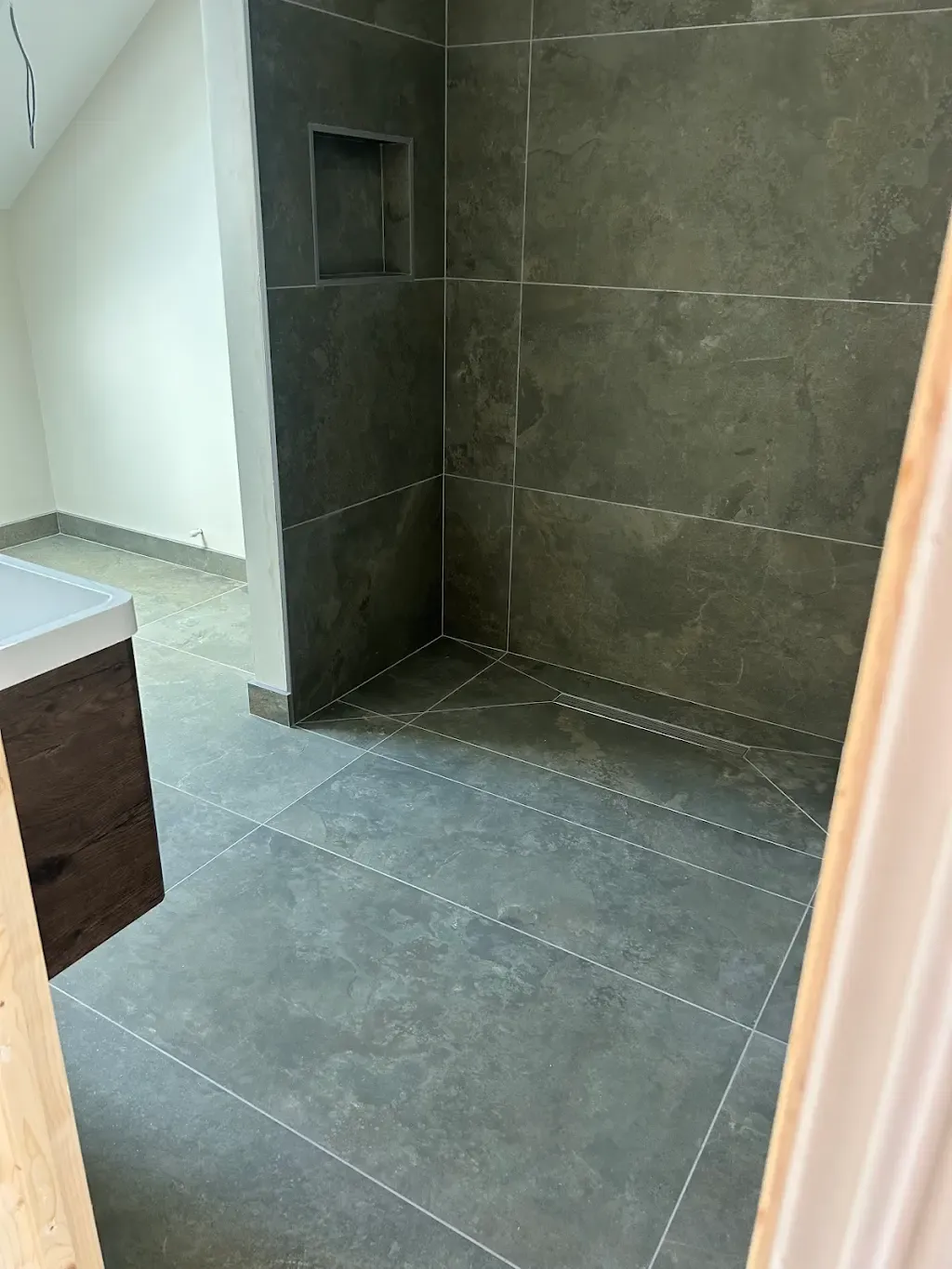 Wet room & vanity by Prestige Tiling